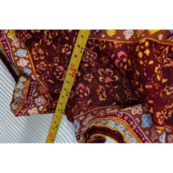 Mudd Womens Long Sleeve Tunic Romper Sz Medium Junior Floral Cottage Boho Orang - Picture 10 of 14